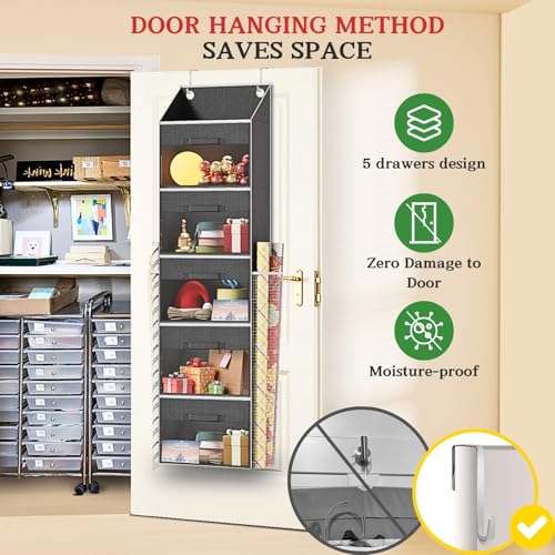 Over Door Wrapping Paper Organizer Storage with 5 | Home Organization - Image 5
