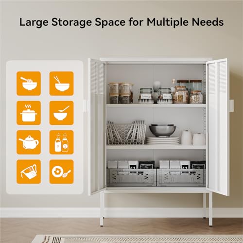 COFaR White Metal Storage Cabinet with Adjustable Shelves - Image 7