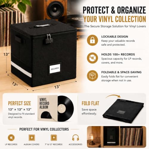 Vinyl Record Storage Box with Lock, 2-Pack Fireproof & Waterproof - Image 7