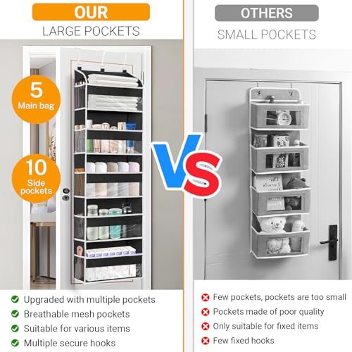 Over The Door Organizer-5 Layers Large Pockets, Heavy Duty Door - Image 6