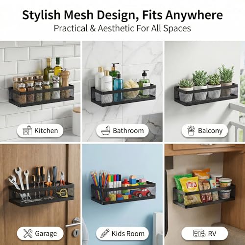 PUSDON Mesh Shower Caddy Wall Mount, Heavy Duty Adhesive Bathroom - Image 5