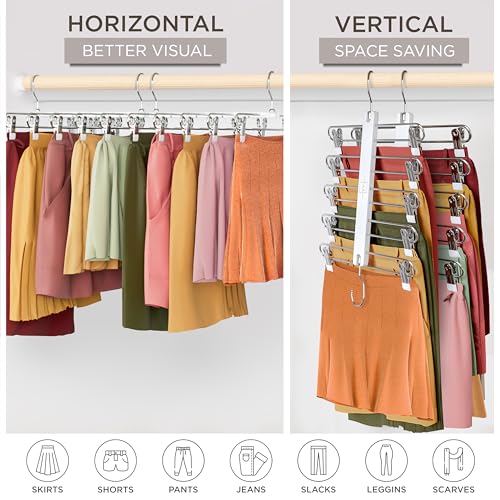 Skirt Hangers Space Saving with Clips - 2 Pack European Beechwood - Image 5