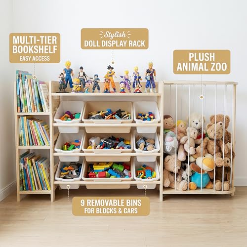 Amdermi Kids Toy Storage Organizer with Bookcase | Home Organization - Image 4