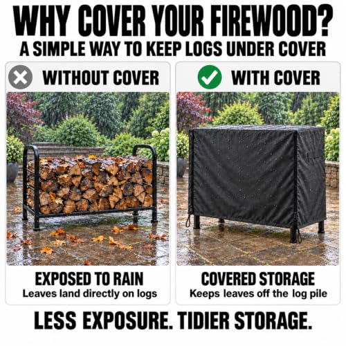 4ft Firewood Rack Cover Outdoor Waterproof 600D Oxford heavy-duty - Image 5