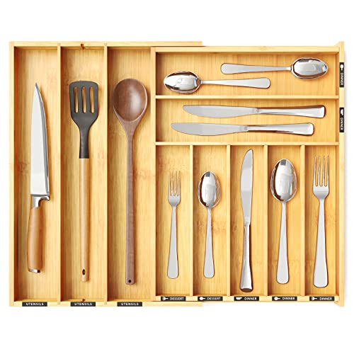 SpaceAid Bamboo Silverware Drawer Organizer with Lab | All Products - Image 2