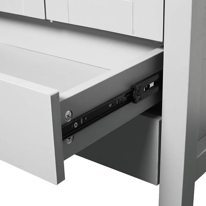eclife 48" Modern Bathroom Vanity Sink Combo Freestanding Cabinet with Small Side Cabinet, White Rectangle Ceramic Vessel Sink, Water Save Faucet, Drain (Gray+T03)