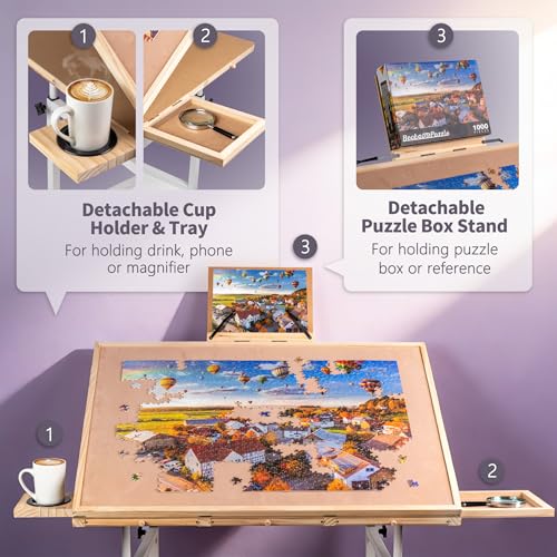 Becko US 1500 Piece Tilting Puzzle Table with 5 Drawers & - Image 5