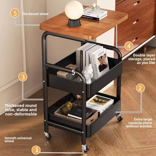 Snack Cart with Wheels, Rolling Kitchen Cart - Image 3