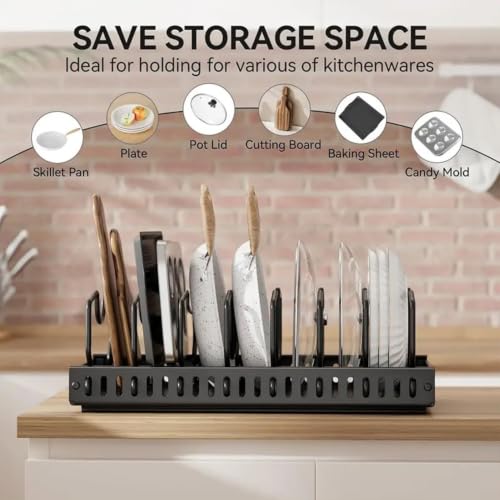 Pull Out Cabinet Organizer for Pots and Pans, 1 Pack Black - Image 3