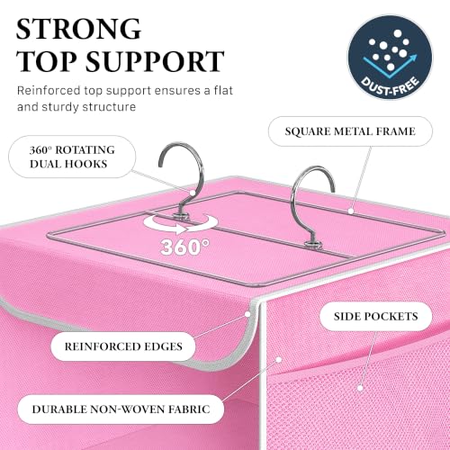 Simple Houseware 5 Shelf Hanging Closet Organizer, Pink - Image 4