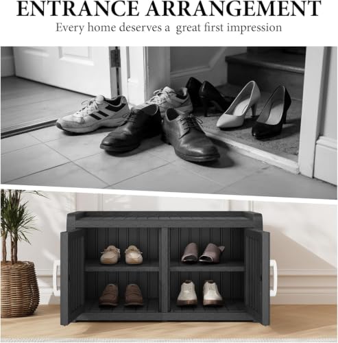 2 Doors Outdoor Shoe Storage Bench - Image 7