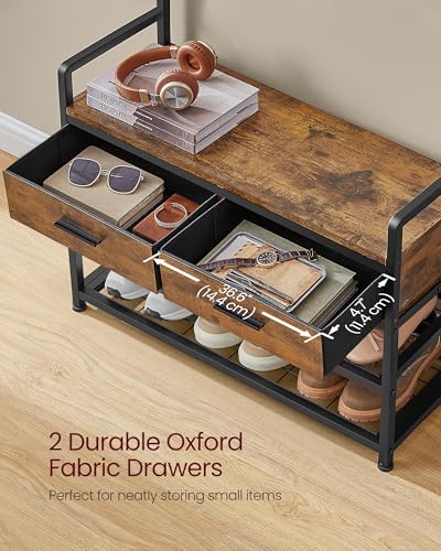 VASAGLE Hall Tree with Bench and Shoe Storage, 2 Fabric Drawers - Image 6