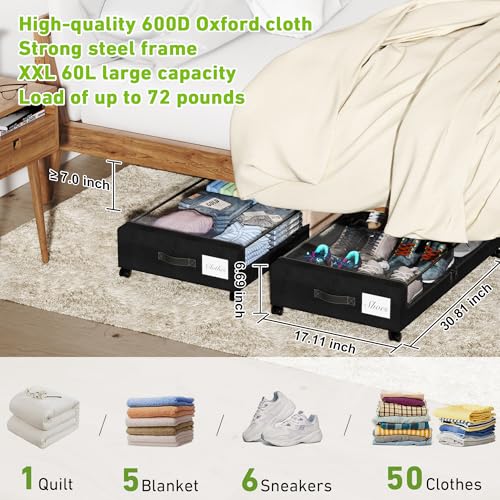 Under Bed Storage with Wheels, 2-Pack Under the Bed - Image 3