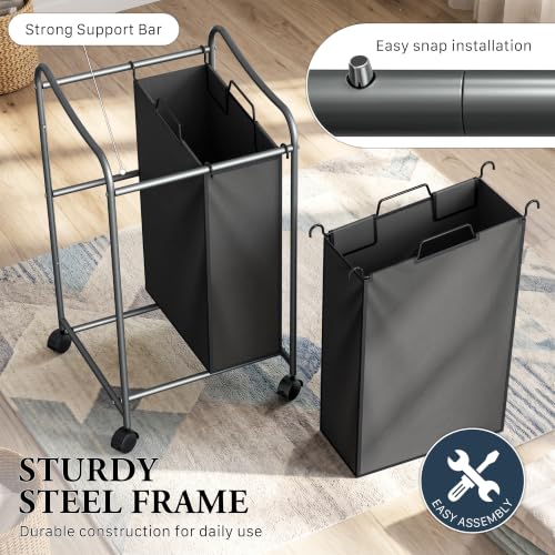 Simple Houseware 2-Bag Heavy Duty Laundry Sorter Rol | All Products - Image 4
