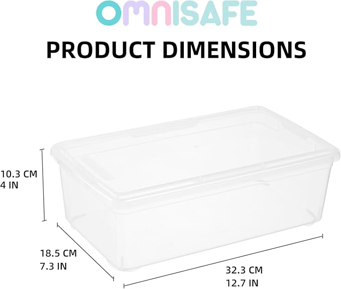 12 Pack 6 Quart Stackable Plastic Storage Shoebox, BPA-Free Nestable Container to Organize Shoes, See-Through Box for Home and Office, Multi-Purpose Storage Case (Transparent)