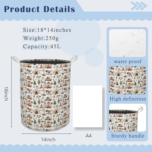 TAZSWDMMB Camping Laundry Basket Hamper, Rustic Boho - Image 4