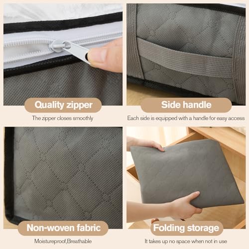 90L Under Bed Storage Containers, Foldable Grey Underbed Storage - Image 7