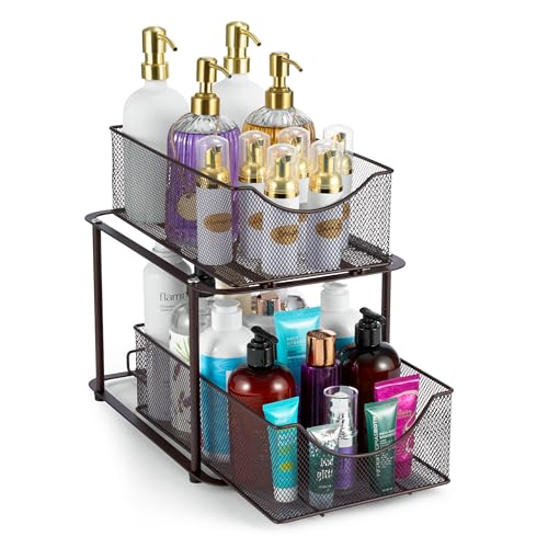 Sorbus Pull-Out Under Sink Organizer, Mesh Construction (Bronze - Image 2