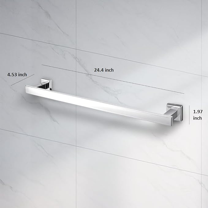 Roshan Handcrafted and Hand Polished Multi Purpose Towel Rack, SUS304 Stainless Steel Rust Proof and Peel Resistant Towel Shelf, Towel Hook, Includes 2 Handmade Hooks (4, Silver)