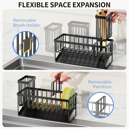 Cisily Sink Caddy Sponge Holder for Kitchen with Bru | All Products - Image 4