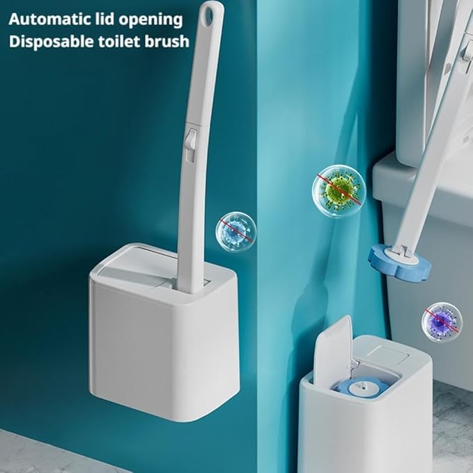 2026 New Disposable Toilet Brush, Toilet Cleaner Brush with 18 Replacement Heads & Holder, Automatic Lid Opening, No Need to Touch, for Cleaning & Hygienic Bathroom Toilets Shower Tiles Maintenance
