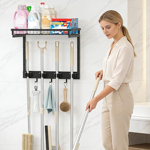 XLP Broom Holder Wall Mount, Mop Organizer Wall Hanging - Image 7