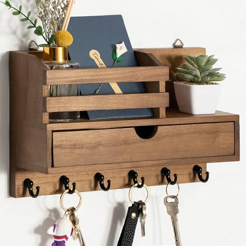 Key Holder Wall Mount, Mail Organizer with 6 Hooks | Home Organization - Image 2