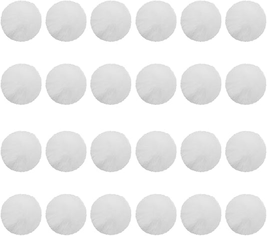PATIKIL Faux Fur Pom Poms for Hats, 24 Pcs Fluffy Soft Fur Poms Balls with Elastic Loop for Keychain Knitting Hats DIY Scarves Gloves Bag Christmas, White