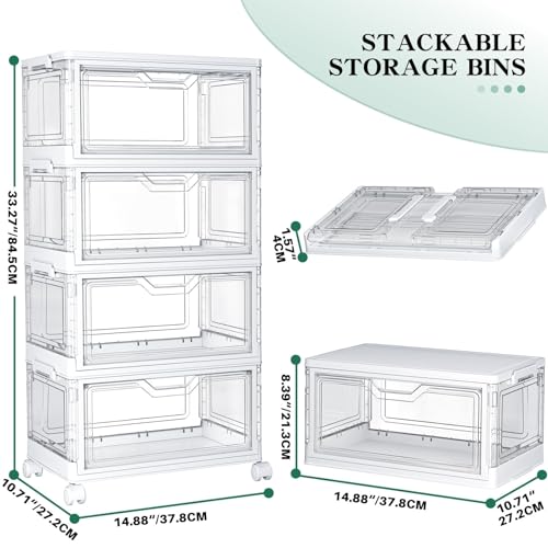 Kmiectse Clear Storage Bins with Lids - 4 Tier 23qt Plastic - Image 3