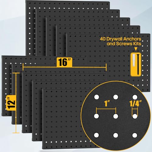 10 Pcs Metal Pegboard Panels, 16"x12" Heavy Duty Peg | Garage Storage - Image 4
