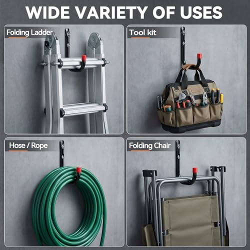 Heavy Duty Garage Storage Hooks, Wall Mounted Garden Tools - Image 4