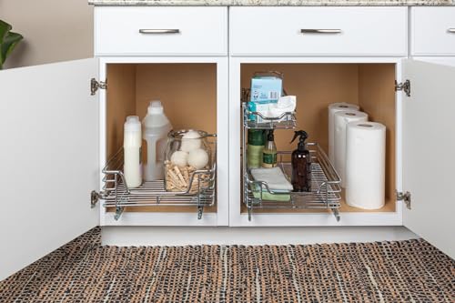 Household Essentials Glidez 2‑Tier Multipurpose Chrome‑Plated Steel Pull‑Out/Slide‑Out Under Sink Organizer, Chrome Finish - Image 6