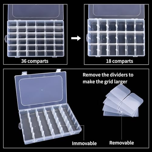 Bead Organizer Storage 2 Pack 36 Grid Jewelry Tackle Craft - Image 5