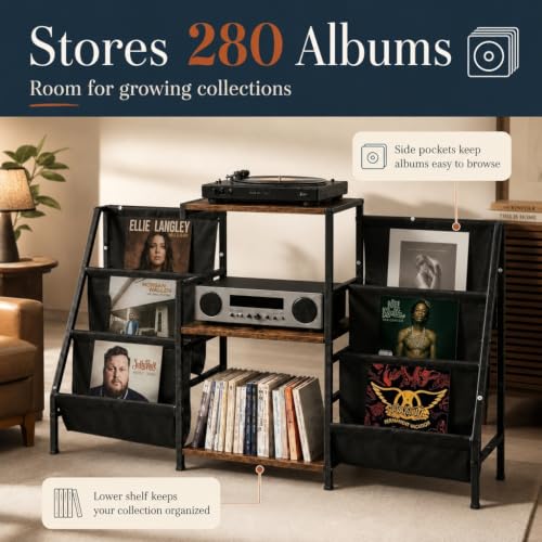 Record Player Stand with Storage, Vinyl Record Holder - Image 6