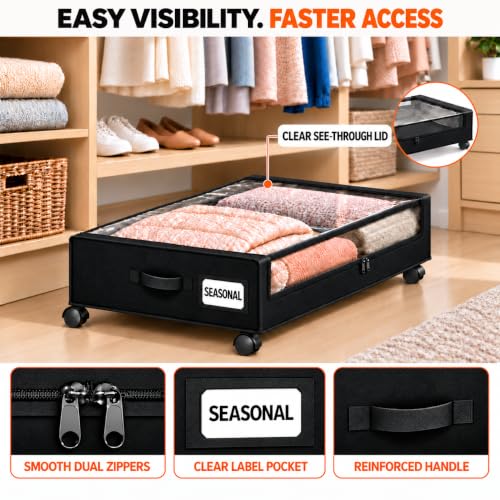 Under Bed Storage with Wheels, 2 Pack Under Bed Storage - Image 6