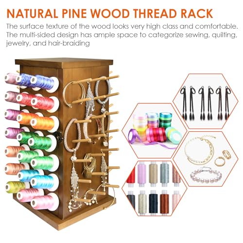 Acacia Wood 84 Spools Thread Rack/Thread Holder Organizer - Image 5