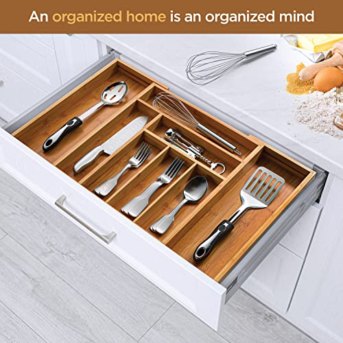 Bamboo Drawer Organizer - 8 Compartment Expandable Silverware - Image 4