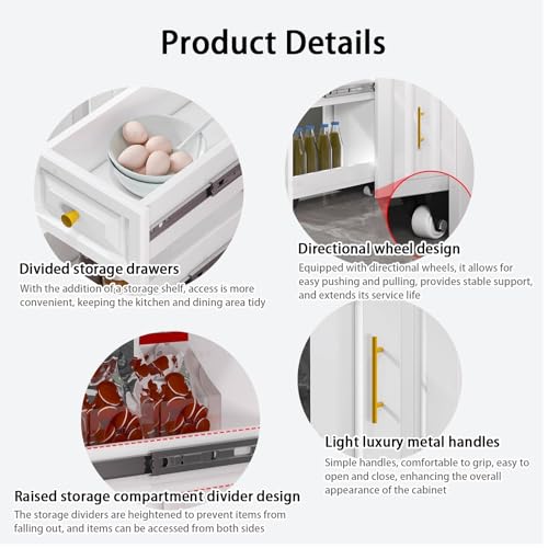 Slim Rolling Storage Cart, Multi Tier Narrow Organizer - Image 7