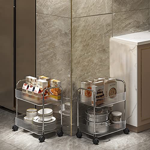 2-Tier Utility Rolling Cart Storage Organizer Sofa Side Table - Image 3