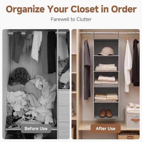 StorageWorks Hanging Closet Organizer for Small Closets, 5 Shelf - Image 7