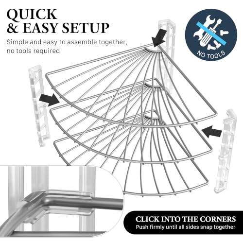 Simple Houseware 3-Tier Counter Corner Shelf Organizer, Silver - Image 6