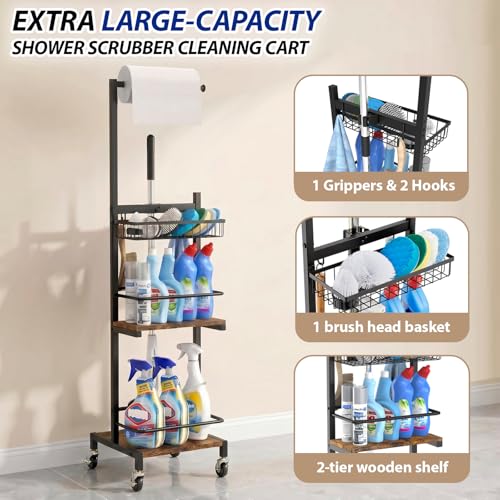 Cleaning Supplies Organizer, Narrow Cleaning Cart for Steam Mop - Image 5