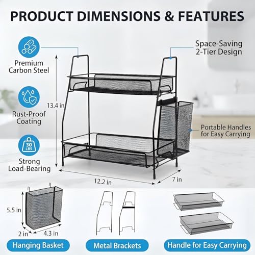 LEMIKKLE 2-Tier Bathroom Countertop Organizer,Skincare - Image 3