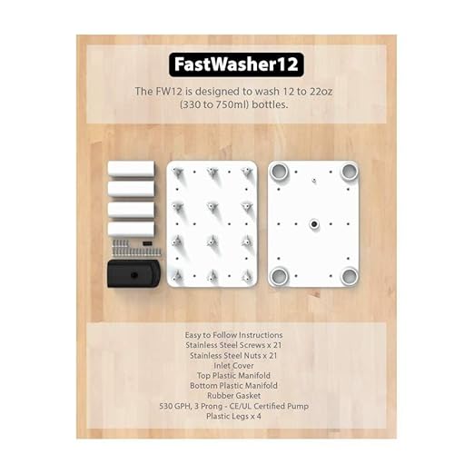 FastWasher 12 Beer Bottle Washer and Wine Bottle Cleaner | BOTTLES & RACKS NOT INCLUDED | General Purpose Rinser | Cleaner and Sanitizer System, Easy to Assemble