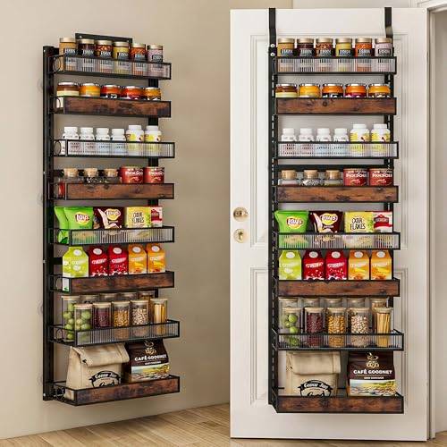8 Tier Pantry Door Organizer Spice Rack, 2-IN-1 Wall Mount - Image 2