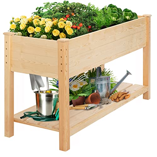 GARFANS Raised Garden Bed Wood Planter Box with Storage - Image 2