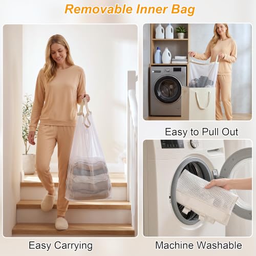 efluky Slim Laundry Hamper with Wheels and Removable Bag - Image 6