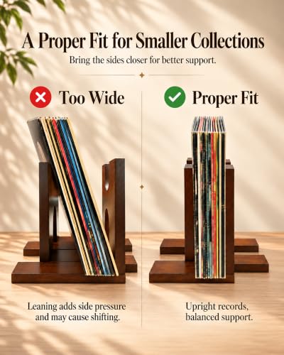 Vinyl Record Holder, Adjustable Solid Wood Stand - Image 7