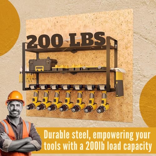 3 Shelf 7 Drill Holder Power Tool Organizer Wall Mount - Image 4