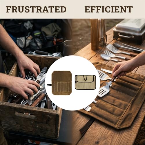 2 PCS Camping Utensil Bags, Canvas Roll Up Cutlery | Home Organization - Image 5